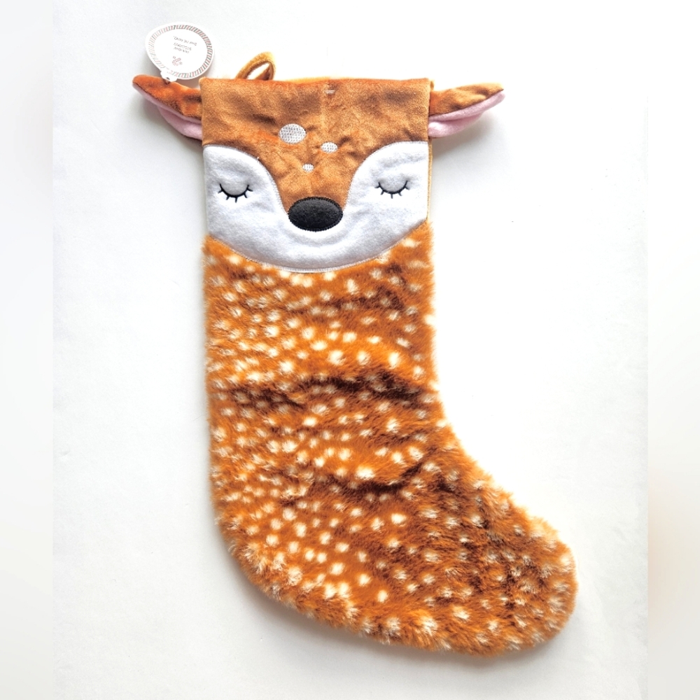 Deer Fawn  Reindeer Plush Christmas Stocking, Brand New